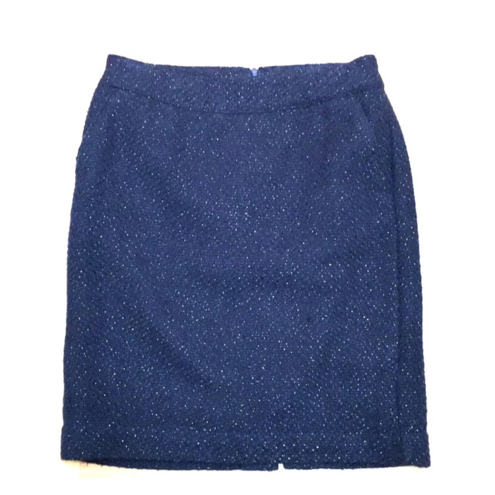 Navy Tweed Pencil Skirt